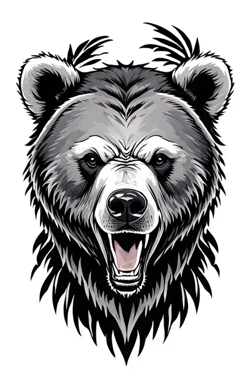 Calm And Aggressive Bear Slightly