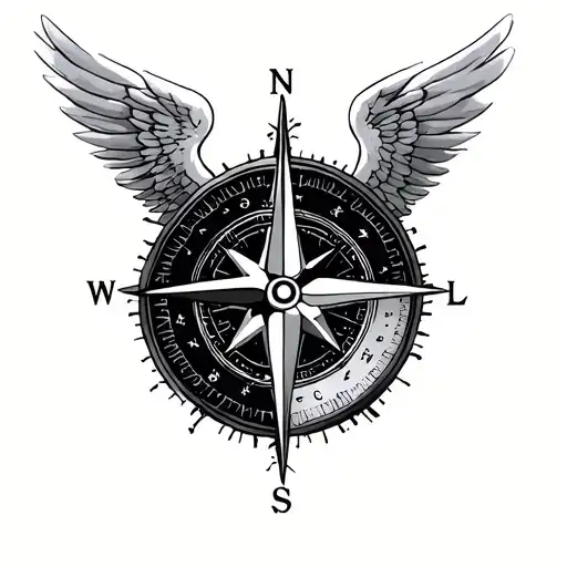 Compass With Half Angel Half Demond