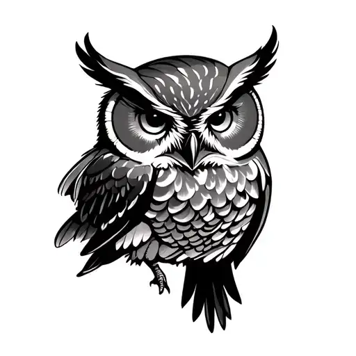 Tattoo Owl One Wing Black