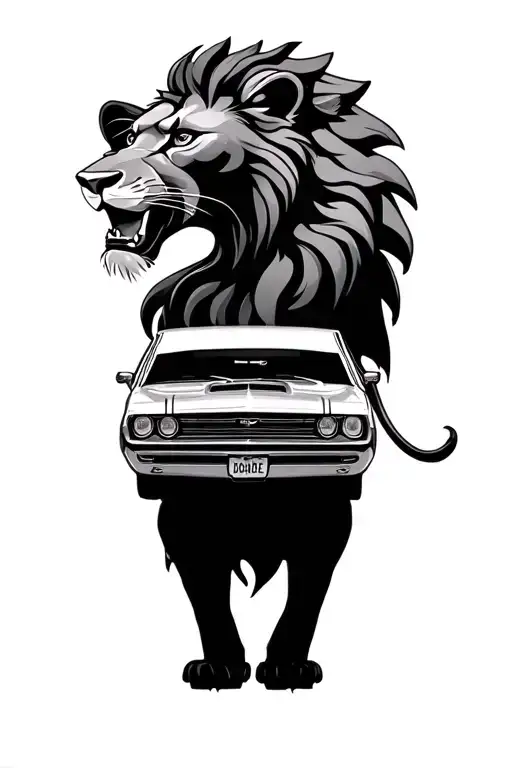 Lion And Cars