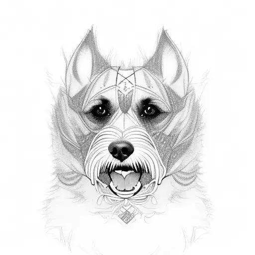 A Pencil Sketch Of A Dog With Intricate Patterns Incorporated Into The Fur