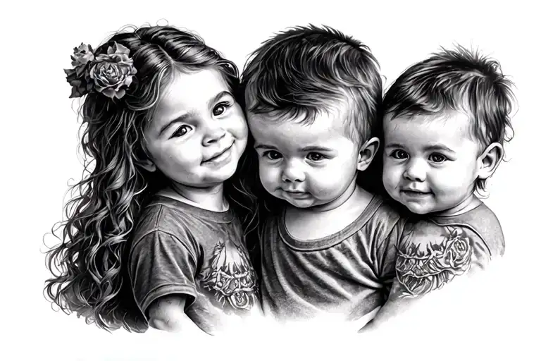 Wife And Twin Boys Tattoo idea
