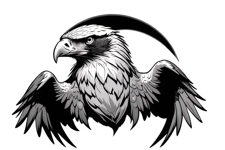 Eagle Seen From The Front With The Wings Are Widely Deployed Horizontal