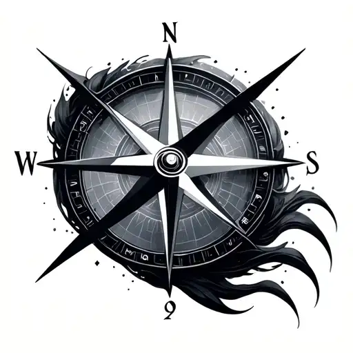 Infinity Compass With Geometric Flowing Diagram