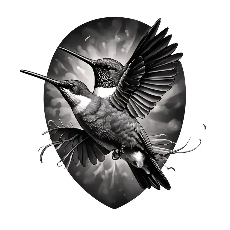 Hummingbird In Army Gear Black And Grey Realism Style
