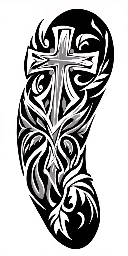 Crosses And Polynesian Tribal Patterns