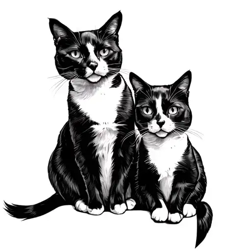 2 Tuxedo Cats American Traditional Style