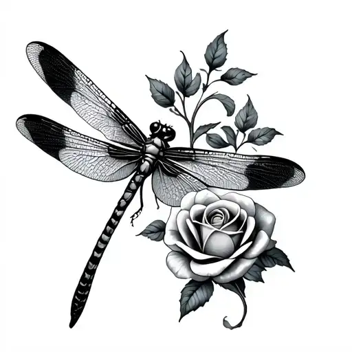 Dragonfly And Rose