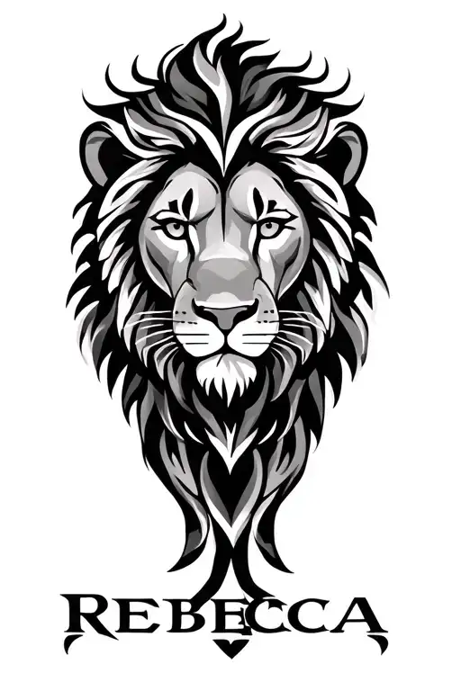 Lion With Tribal Art With The Name Rebecca Under