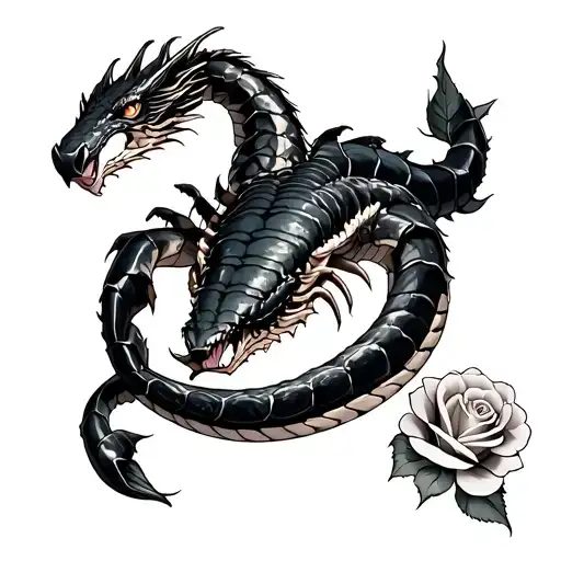 Scorpion Dragon Snake Roses