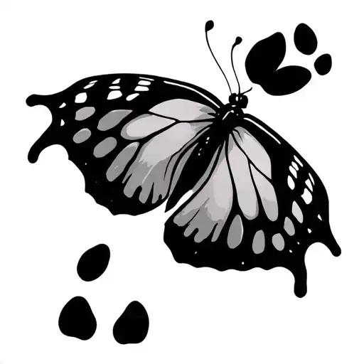Paw Print With Semicolon Butterfly