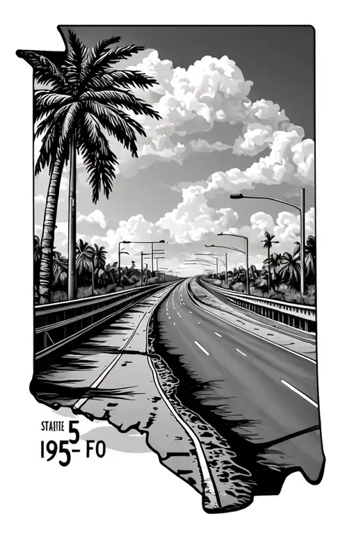 State Of Florida With Highway I-95 And Palm Tree