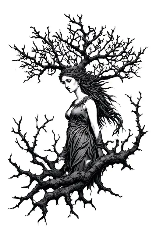 Black Thorn Tree Artemis Goddess