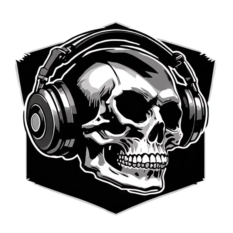 Skull Wearing Headphones
