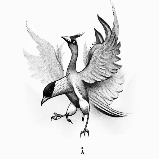 Design A Black-grey Tattoo Featuring A Majestic Bird With The Letter A Incorporated In Its Wings
