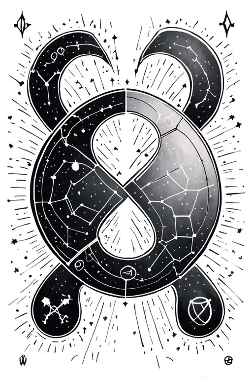 Stacked Cancer Constellation And Glyph With Virgo Constellation And Glyph