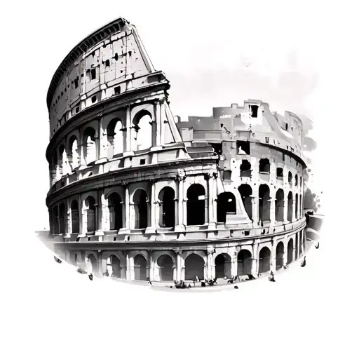 Forearm Sleeve Tattoo Of The Coleseum In Rome Themes