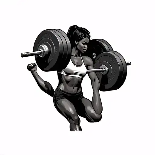 Black Women Lifting Weights With Determination