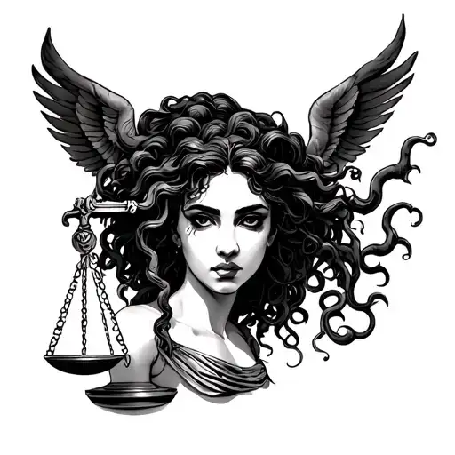 Black Woman Medusa As Lady Justice