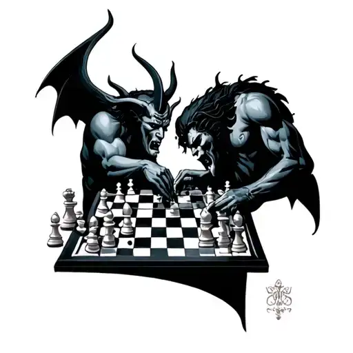 God And Devil Playing Chess
