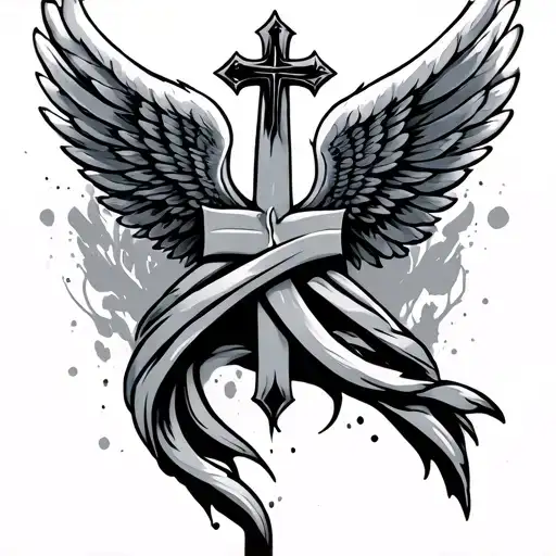 Wings With Cross Wrapped