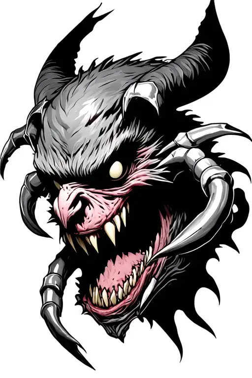 Demon With Big Teeth Claws Scary