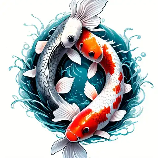 2 Koi Fish Whit Heroglipes