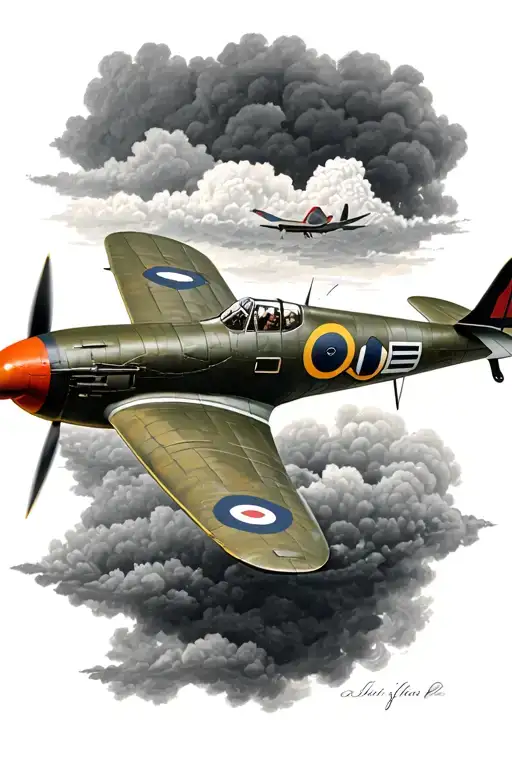 Spitfire Aeroplane Traditional Realistic Style