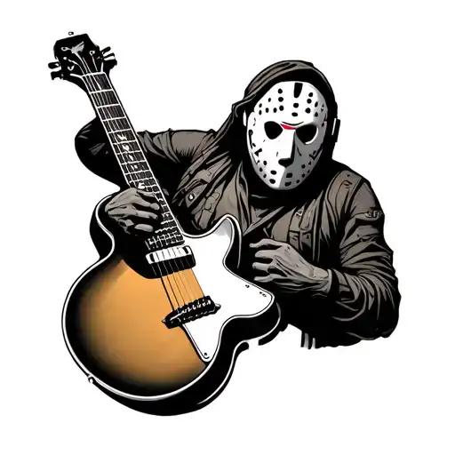 Jason Voorhees Holding Guitar By Neck