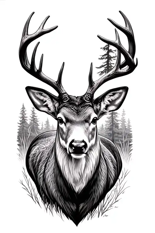 Hunter Hunting A 8 Point Buck In Woods