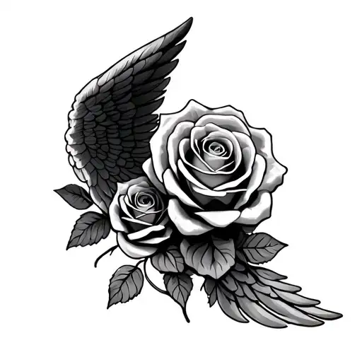 3Rose And Baby Angel Wing Attached