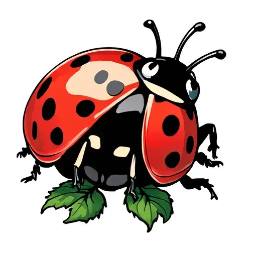 Cartoon Ladybug With Rose Stem