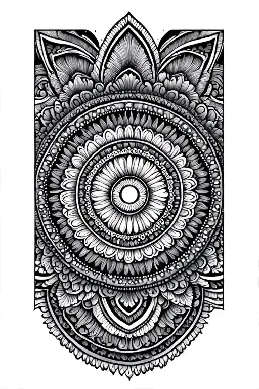 Dotwork Mandala Tattoo Design Featuring Circles