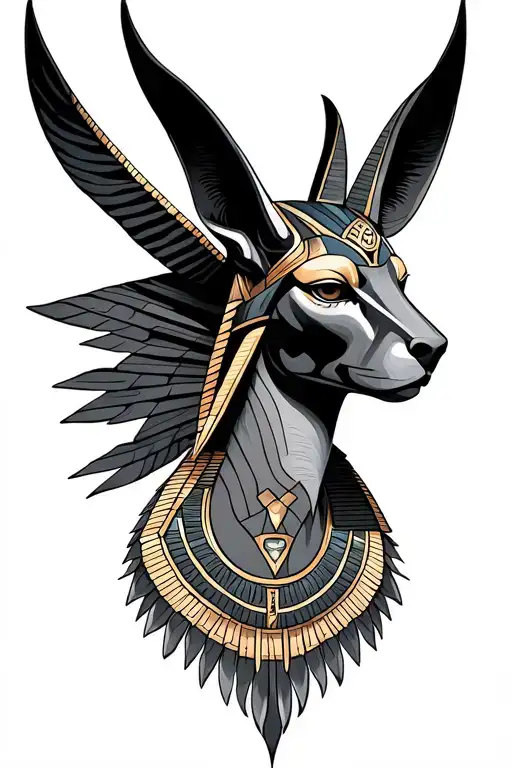 Fusion Of Egyptian And Native American With Anubis
