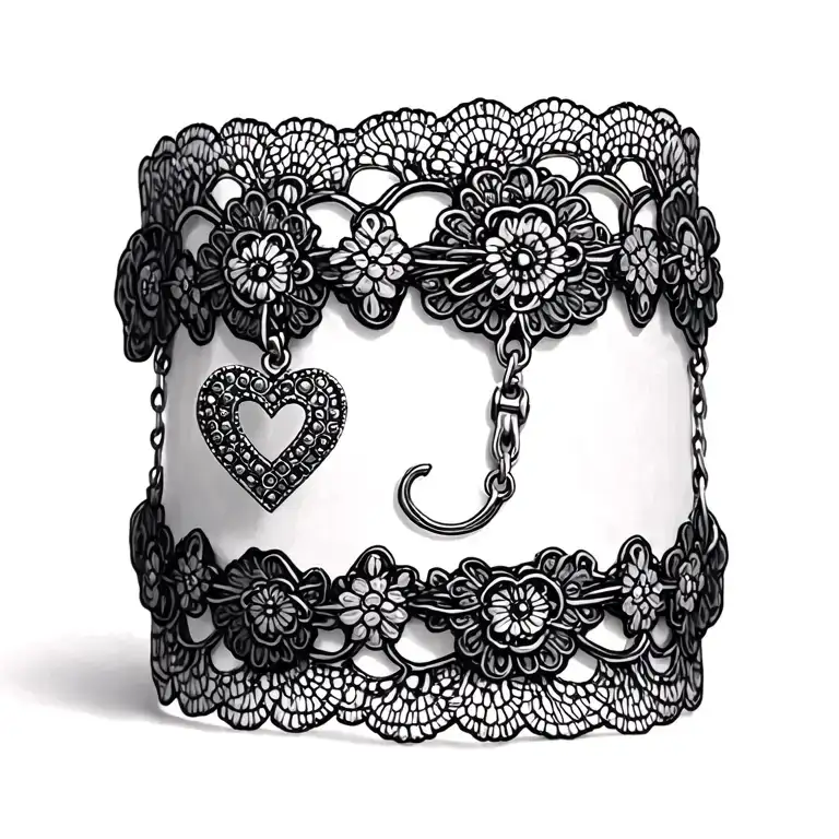 Lace Bracelet With Heart Charm