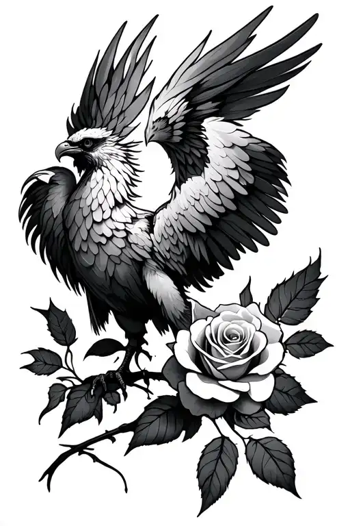 Phoenix Holding A Rose