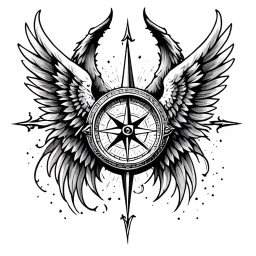 Compass Half Demon Angel Wings