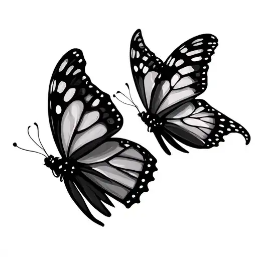 Two Butterflies Flying