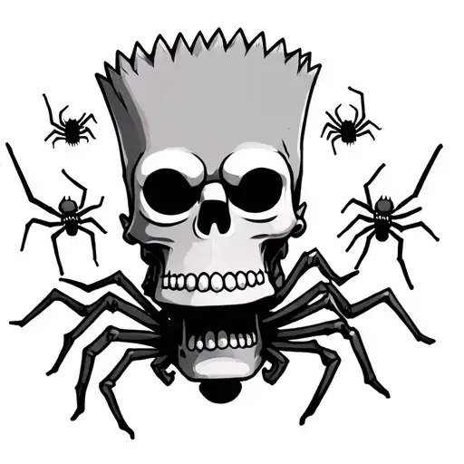 Bart Simpson Skull With Spiders Crawling Out Of Body Experience