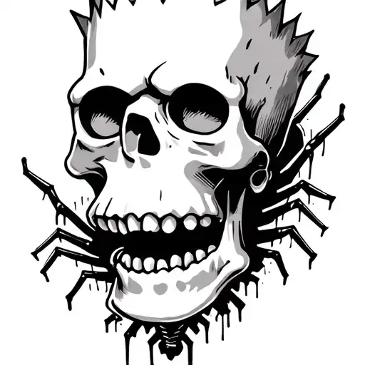 Bart Simpson Skull With Spiders Crawling Out Of Body Experience