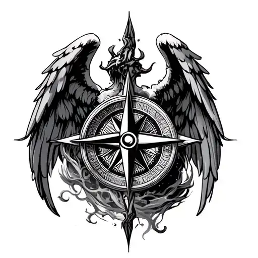 Angel Demon Compass Rose Surrounded