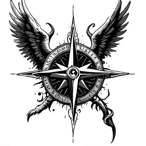 Angel Demon Compass Rose Surrounded