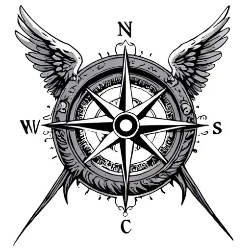 Angel Demon Compass Rose Surrounded