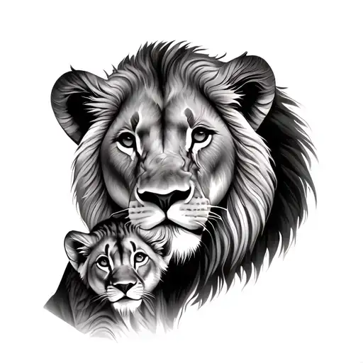 Lion And Cub Face