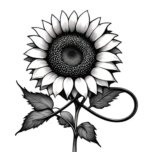 Sunflower With Infinity Symbol Intertwined