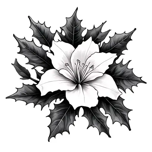 Holly And Narciss Flower Intertwined