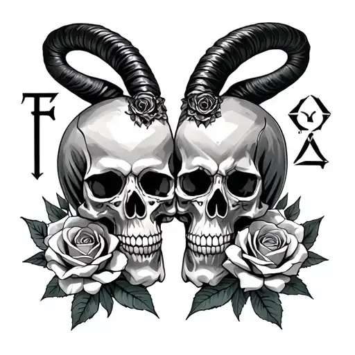 Skull And Roses Capricorn And Gemini Sign