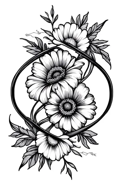 July Birth Flower And April Birth Flower Connected In An Infinity Symbol
