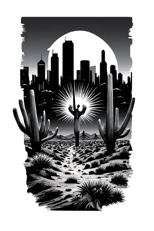 Phoenix Arizona Desert And City Skyline In The Background