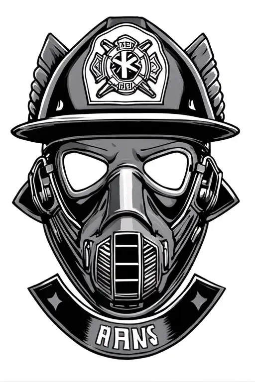 Firefighter Mask On Maltese Cross